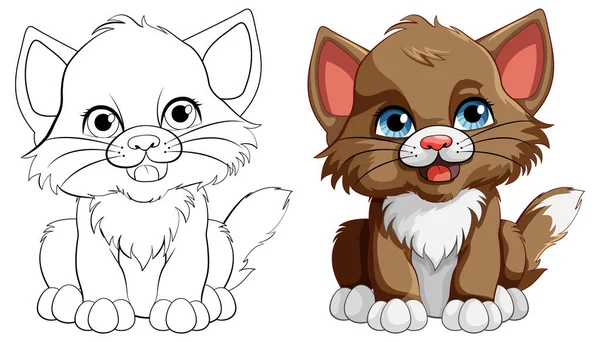 かわいい子猫漫画のキャラクターとOイラスト — ストックベクタ