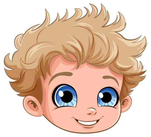 Netter Junge Mit Blonden Haaren Und Blauen Augen Illustration — Stockvektor