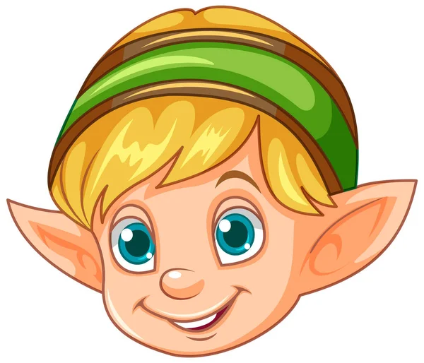 Cute Elf Cabeça Desenho Animado Personagem Ilustração —  Vetores de Stock