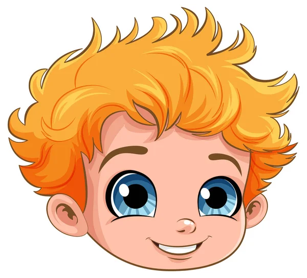 オレンジ色の髪と青い目のイラストでかわいい男の子 — ストックベクタ