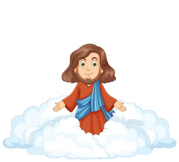 Jézus Krisztus Áll Felhő Illusztráció — Stock Vector