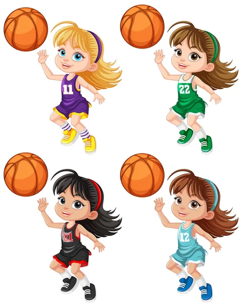 Vrouwelijke Basketbal Speler Cartoon Karakter Illustratie — Stockvector