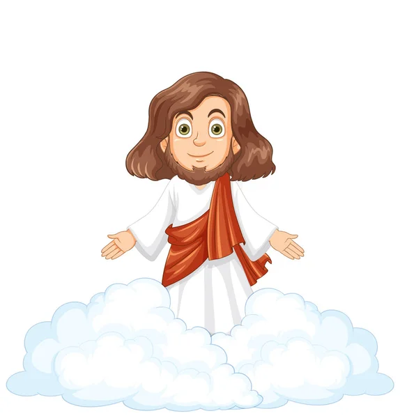 Ιησούς Χριστός Στέκεται Στην Απεικόνιση Cloud — Διανυσματικό Αρχείο