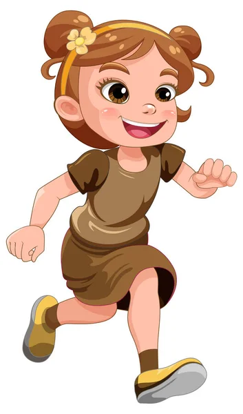 Running Girl Cartoon Character Illustration — ストックベクタ