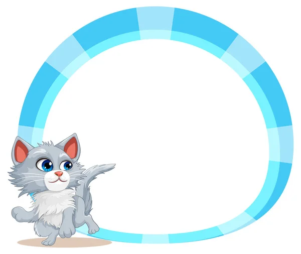 Leuke Kat Lege Cirkel Banner Illustratie — Stockvector