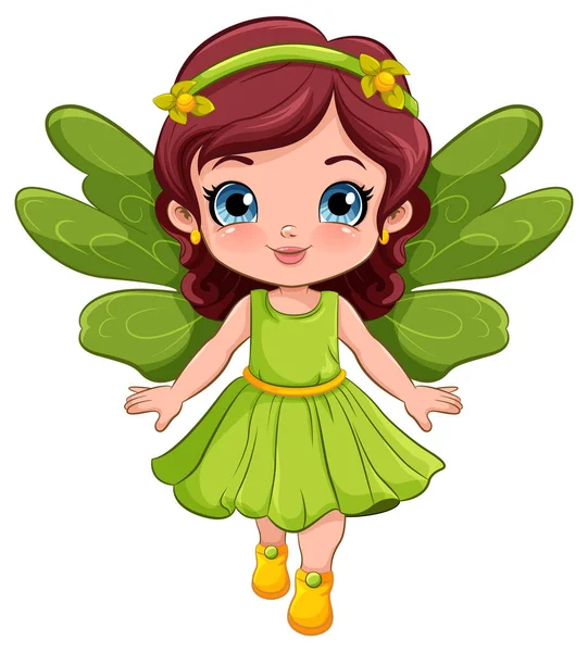 Fairy Girl Beautiful Dress Vector Illustration — Stock Vector