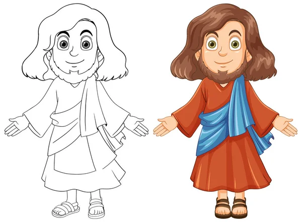 Jesús Cristo Esquema Para Colorear Ilustración — Archivo Imágenes Vectoriales