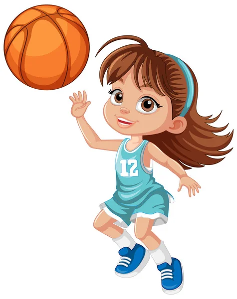 Jugadora Baloncesto Femenina Ilustración Personajes Dibujos Animados — Vector de stock