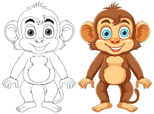 Desenho Personagem Desenhos Animados Macaco Para Ilustração Coloração — Vetor de Stock