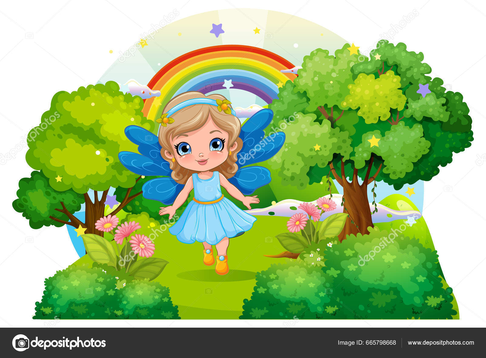 Νεράιδα Κορίτσι Στο Δάσος Εικονογράφηση Διανυσματικό Αρχείο από  ©interactimages665798668