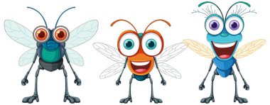 Mutlu sinek çizgi film karakteri çizimleri