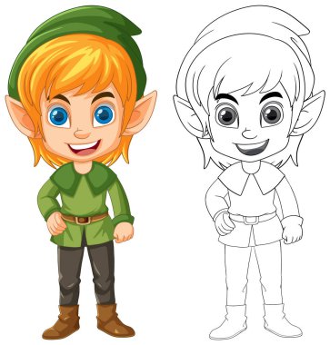 Şirin elf karikatür karalama çizimi çizimi