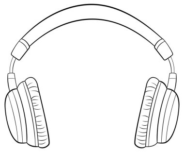 Kulaklık cihazı karikatürü izole edilmiş karalama çizimi