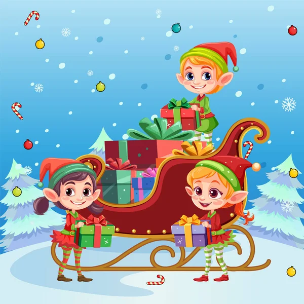 Kerst Karakter Met Giveaway Kerstcadeau Illustratie — Stockvector