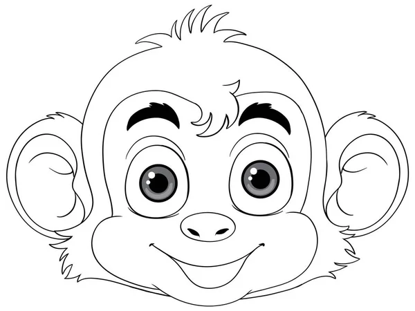 Monkey Cartoon Character Outline Coloring Illustration — Stockový vektor