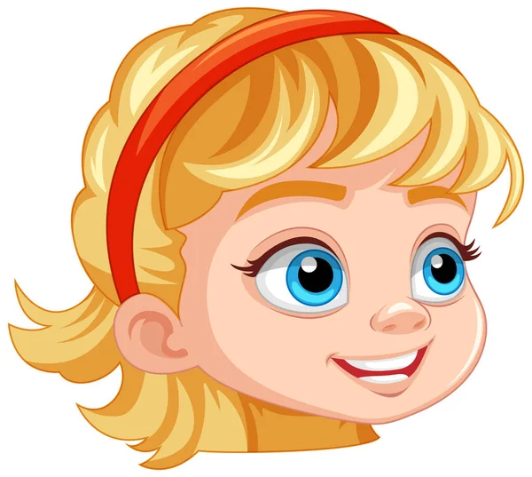 Nettes Blondes Mädchen Kopf Mit Blauen Augen Illustration — Stockvektor