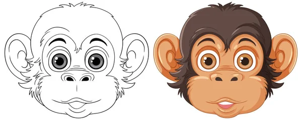 チンパンジー漫画キャラクターイラストのぬり絵概要 — ストックベクタ