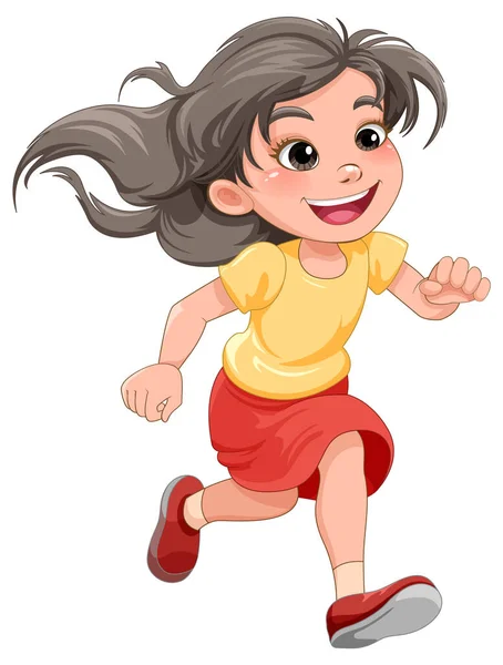 Running Girl Cartoon Character Illustration — 图库矢量图片