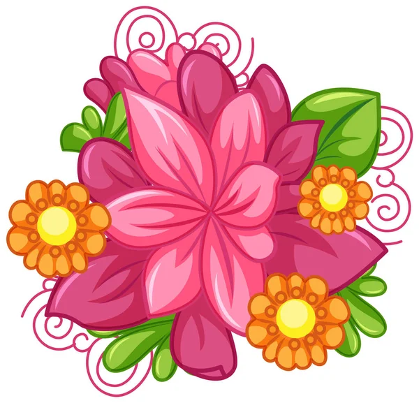 夏の装飾イラストのためのカラフルな花の漫画 — ストックベクタ