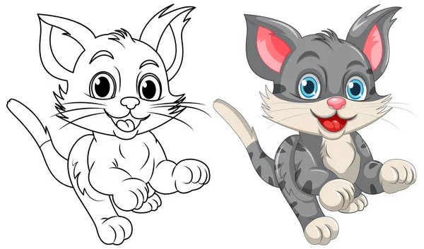 Katt Doodle Målarfärg Sida För Barn Illustration — Stock vektor
