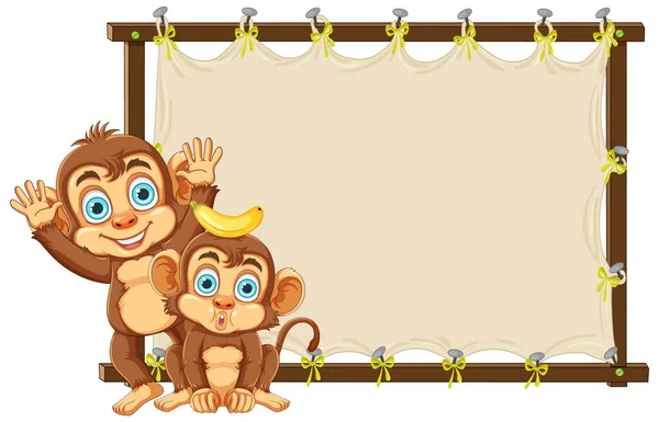 Cute Monkey Empty Board Illustration — Stock Vector