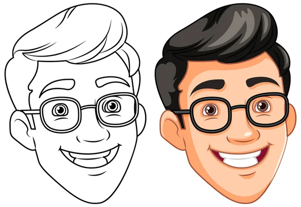 Uomo Con Gli Occhiali Sorridente Illustrazione Testa — Vettoriale Stock