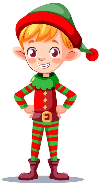 Adorável Elfo Natal Desenhos Animados Personagem Ilustração — Vetor de Stock