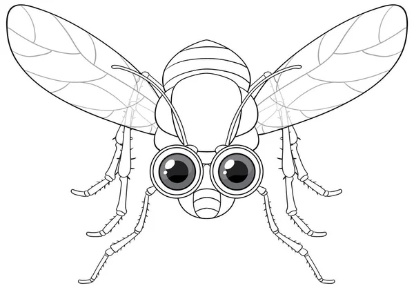 Glückliche Fliege Cartoon Figur Doodle Illustration — Stockvektor
