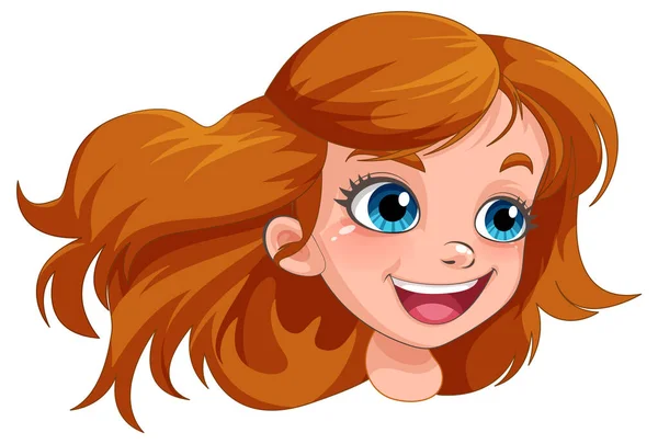 Dívka Oranžovými Vlasy Modrýma Očima Ilustrace — Stockový vektor