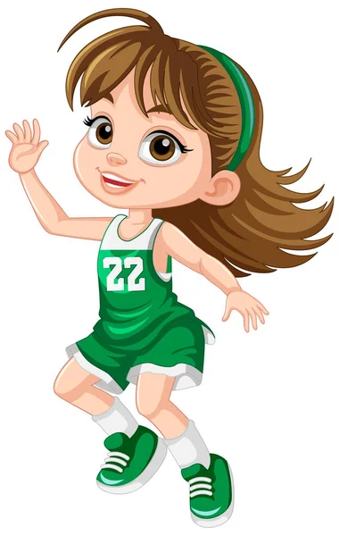 Female Basketball Player Cartoon Character Illustration — Stock Vector