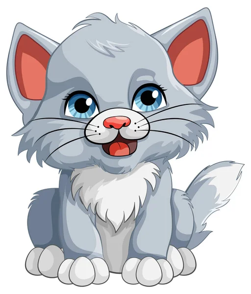 Cute Kitten Zeichentrickfigur Illustration — Stockvektor