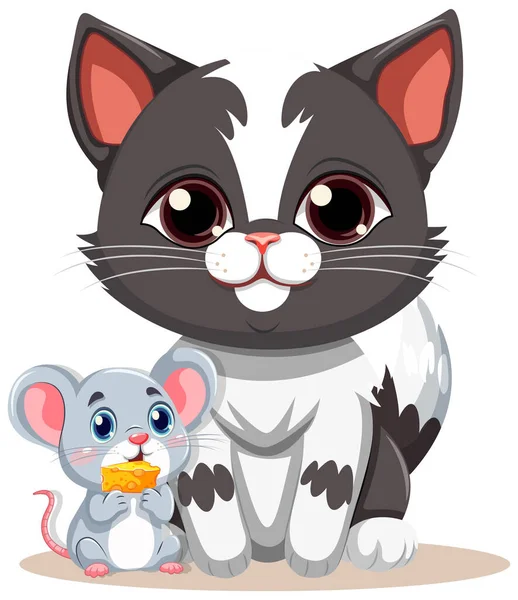 猫老鼠朋友卡通人物图解 — 图库矢量图片