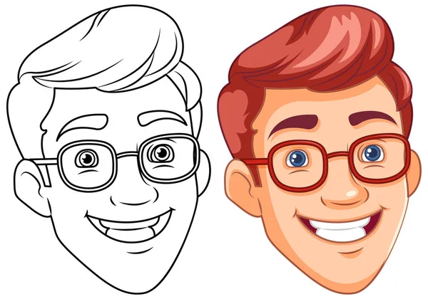 Muž Brýlemi Usmívající Hlava Ilustrace — Stockový vektor