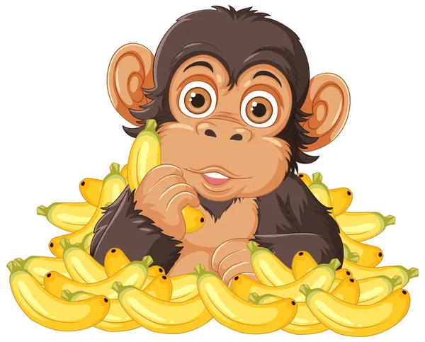 Chimpanzee Bananas Vector Illustration — Stock Vector