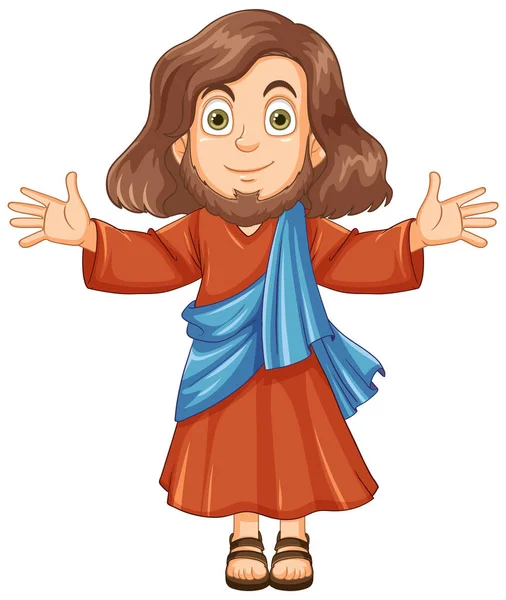 Ιησούς Χριστός Εικονογράφηση Χαρακτήρα Κινουμένων Σχεδίων — Διανυσματικό Αρχείο