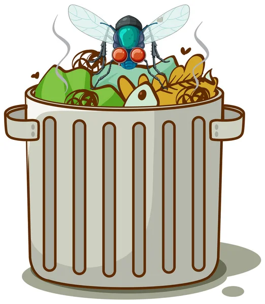 Fliegen Und Müll Cartoon Illustration — Stockvektor