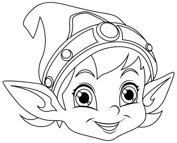 Mignon Elfe Cartoon Character Outline Pour Illustration Coloration — Image vectorielle