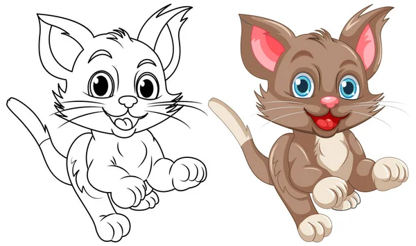 Cat Doodle Malseite Für Kinder Illustration — Stockvektor