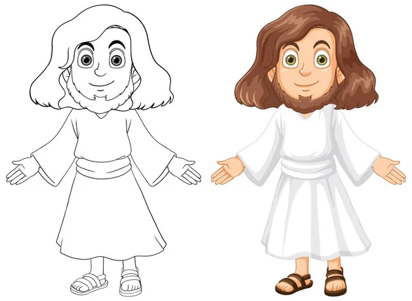 Jesus Kristus Skissera För Färgläggning Illustration — Stock vektor
