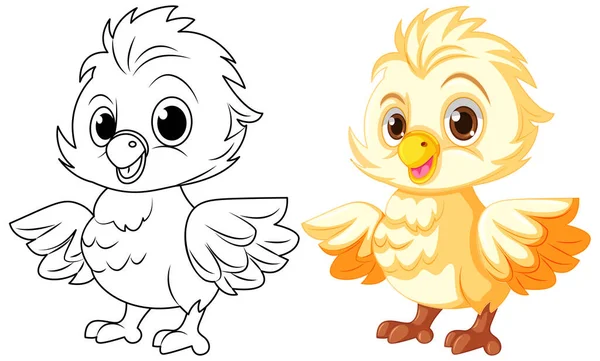 Chick Doodle Színező Oldal Gyerekeknek Illusztráció — Stock Vector