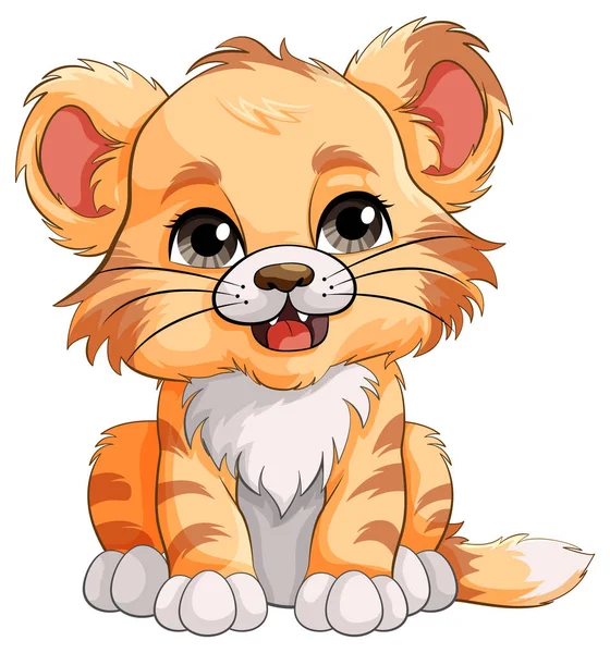 Lindo Bebé Tigre Dibujo Animado Personaje Ilustración — Vector de stock