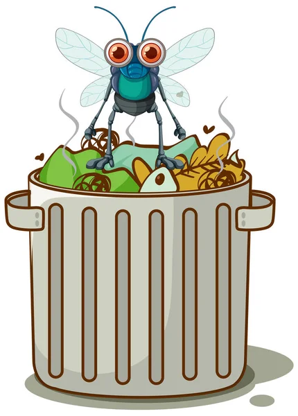 Voar Lixo Desenho Animado Ilustração — Vetor de Stock
