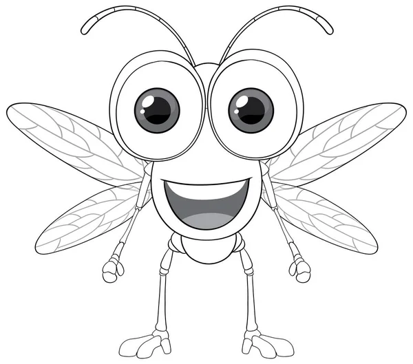Glückliche Fliege Cartoon Figur Doodle Illustration — Stockvektor