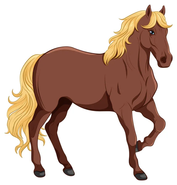 Bruin Paard Cartoon Geïsoleerde Illustratie — Stockvector