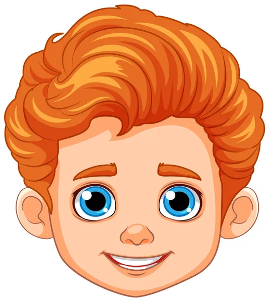 Хлопчик Голова Помаранчевим Волоссям Блакитними Очима Ілюстрація — стоковий вектор