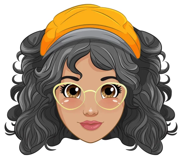 Mulher Usando Óculos Cabeça Desenhos Animados Ilustração Isolada — Vetor de Stock