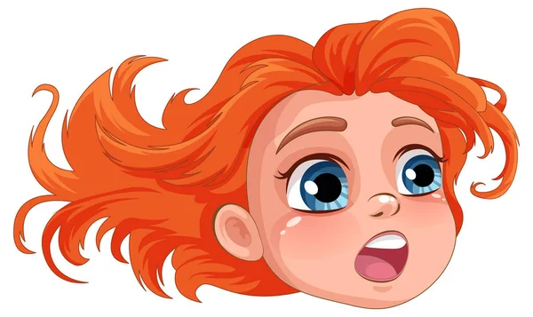 Girl Cartoon Surprise Face Illustration — Stock Vector