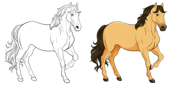 Desenho Animado Cavalo Marrom Ilustração Isolada — Vetor de Stock