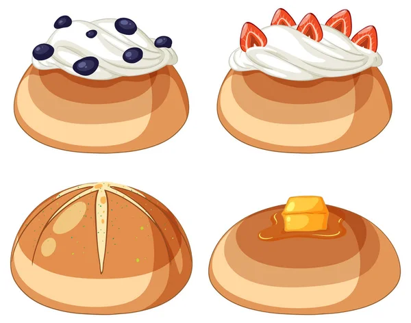 Set Van Broodjes Verschillende Smaak Illustratie — Stockvector