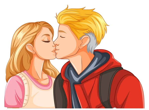 Jugendliches Paar Küsst Sich Vereinzelt lizenzfreie Stockillustrationen